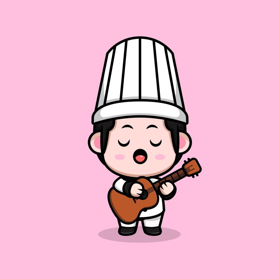 icône de dessin animé mignon chef mascotte. illustration de personnage de mascotte kawaii pour autocollant, affiche, animation, livre pour enfants ou autre produit numérique et imprimé vecteur