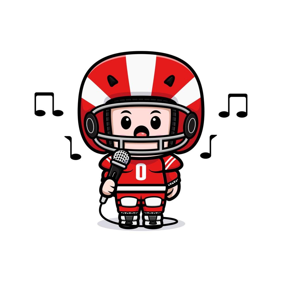 Jolie illustration de personnage mascotte kawaii joueur de football américain pour autocollant, affiche, animation, livre pour enfants ou autre produit numérique et imprimé vecteur