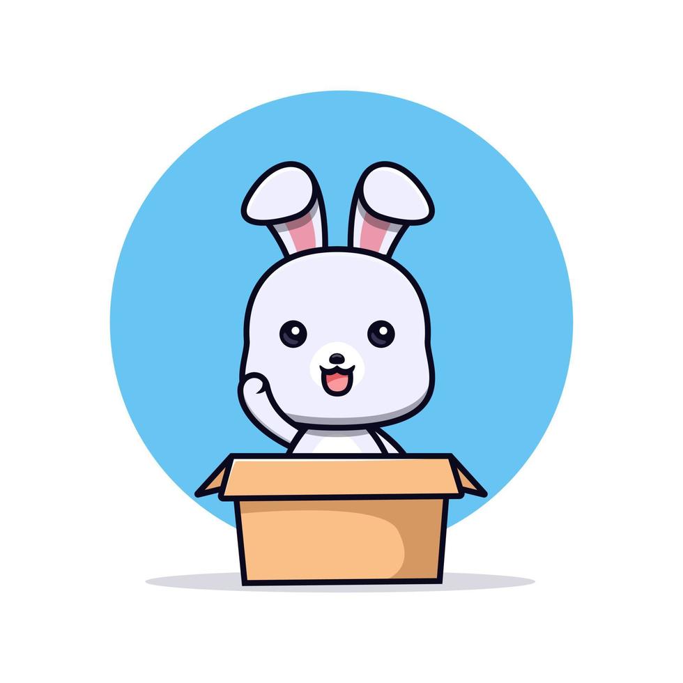 icône de dessin animé de mascotte de lapins mignons. illustration de personnage de mascotte kawaii pour autocollant, affiche, animation, livre pour enfants ou autre produit numérique et imprimé vecteur