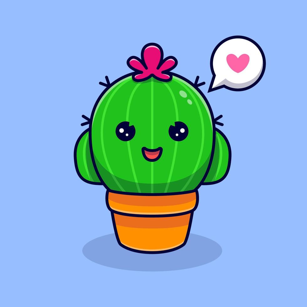 cactus mignon se sentant heureux. illustration d'icône de dessin animé plat vecteur