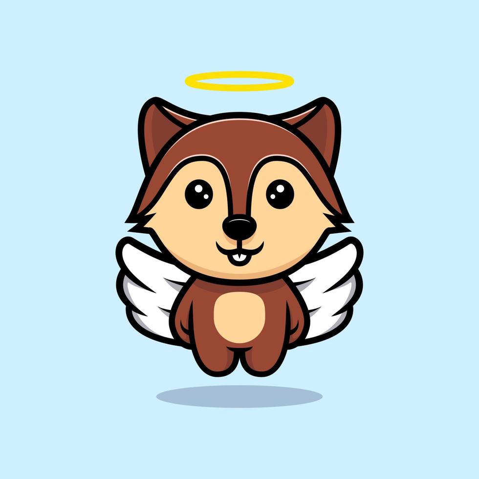 ange écureuil mignon avec personnage mascotte ailes. illustration d'icône d'animal vecteur