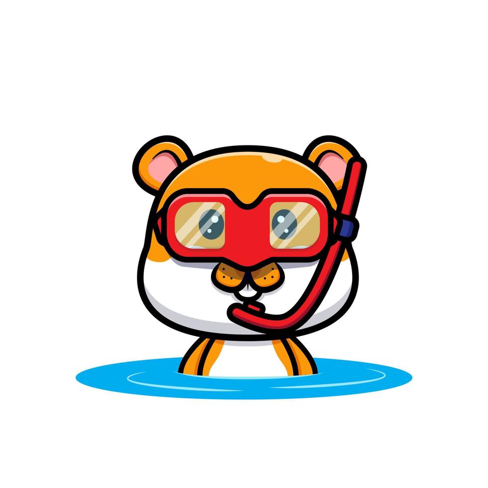 illustration de dessin animé de natation de hamster mignon vecteur