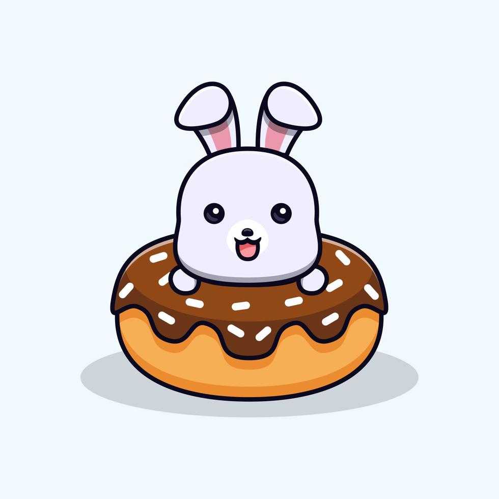 icône de dessin animé de mascotte de lapins mignons. illustration de personnage de mascotte kawaii pour autocollant, affiche, animation, livre pour enfants ou autre produit numérique et imprimé vecteur