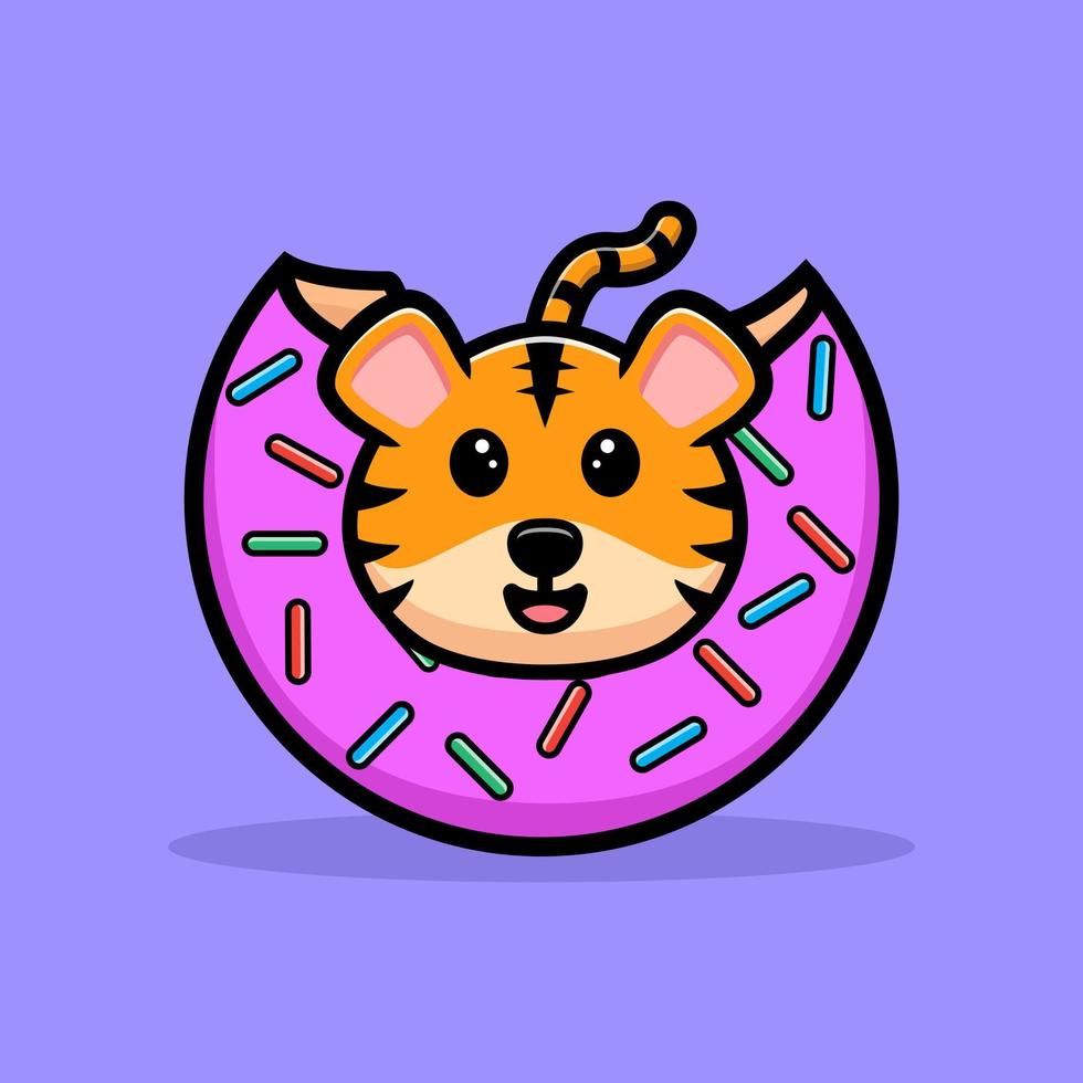 mascotte de dessin animé de tigre mignon vecteur