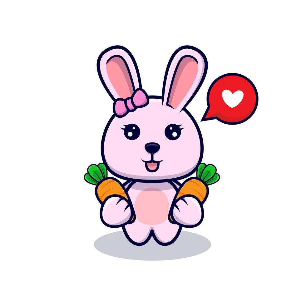 jolie fille de lapin tenant l'icône du design de carotte illustration vecteur