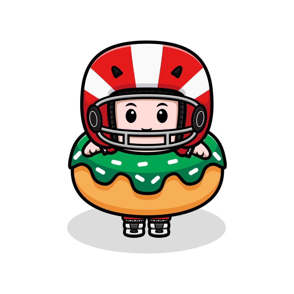 Jolie illustration de personnage mascotte kawaii joueur de football américain pour autocollant, affiche, animation, livre pour enfants ou autre produit numérique et imprimé vecteur