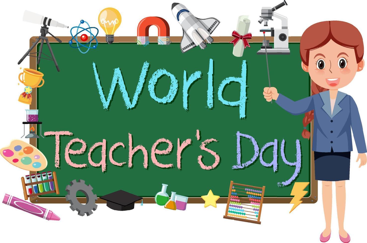 journée mondiale des enseignants sur la bannière du tableau vecteur