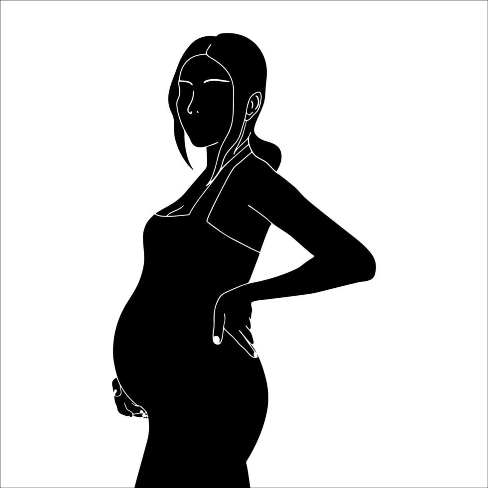 illustration vectorielle de femme enceinte silhouette sur fond blanc. vecteur