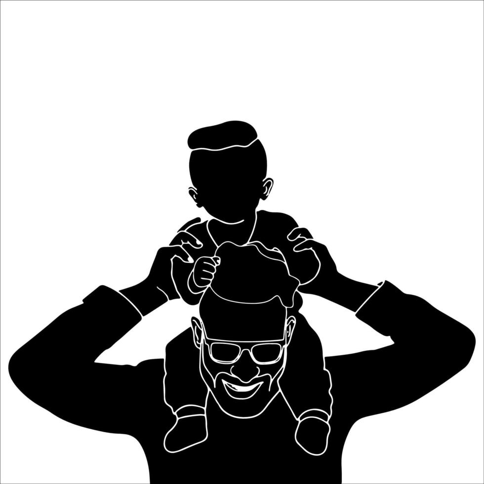 père et enfant illustration vectorielle dessinés à la main. vecteur