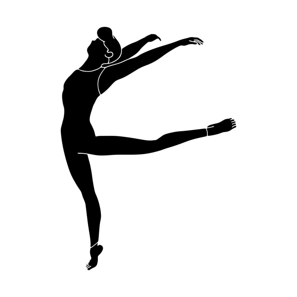 silhouette de jeune interprète de danse ballerine sur fond isolé. vecteur