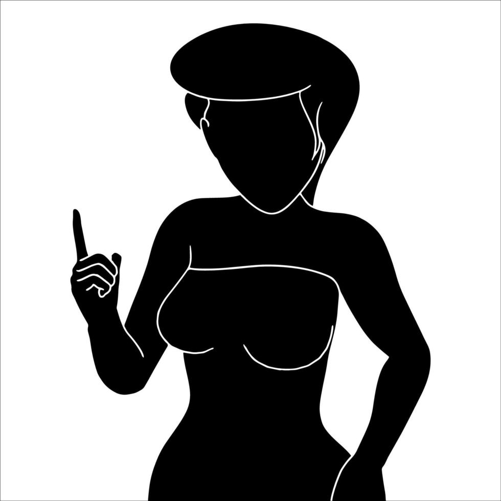 silhouette de fille pointant dans l'illustration de l'agression sur fond blanc. vecteur