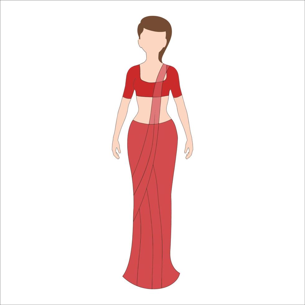 femmes en tenue indienne illustration de caractère sur fond blanc. vecteur