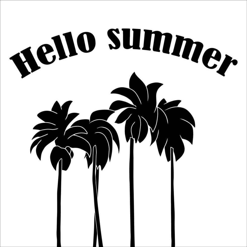 bonjour l'été - palmiers illustrés sur fond de texture de l'eau. le meilleur pour votre prochain projet de voyage vecteur