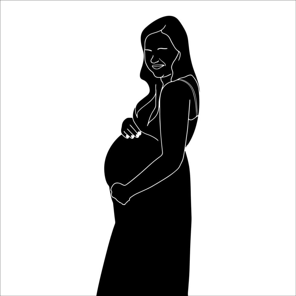 illustration vectorielle de femme enceinte silhouette sur fond blanc. vecteur