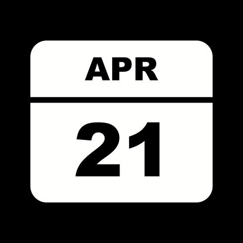 21 avril Date sur un calendrier à jour unique vecteur