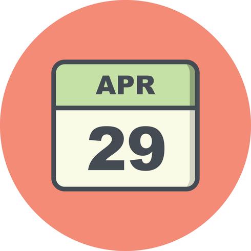 29 avril Calendrier d&#39;une journée vecteur