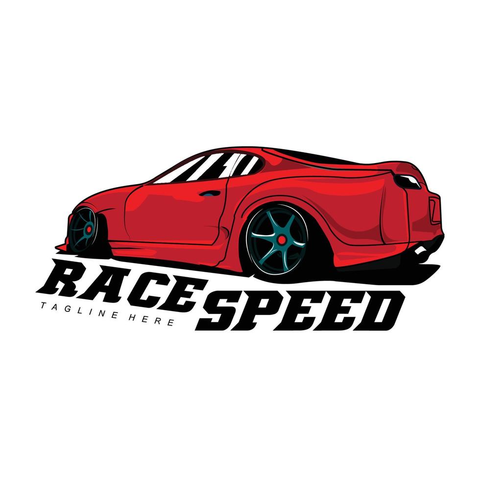 l'icône d'illustration vectorielle de voiture de sport peut être pour la conception de t-shirt de logo, les vêtements, la communauté de groupe, l'affiche, la modification du salon de l'automobile, le film de dérive de tokyo, toyota supra vecteur