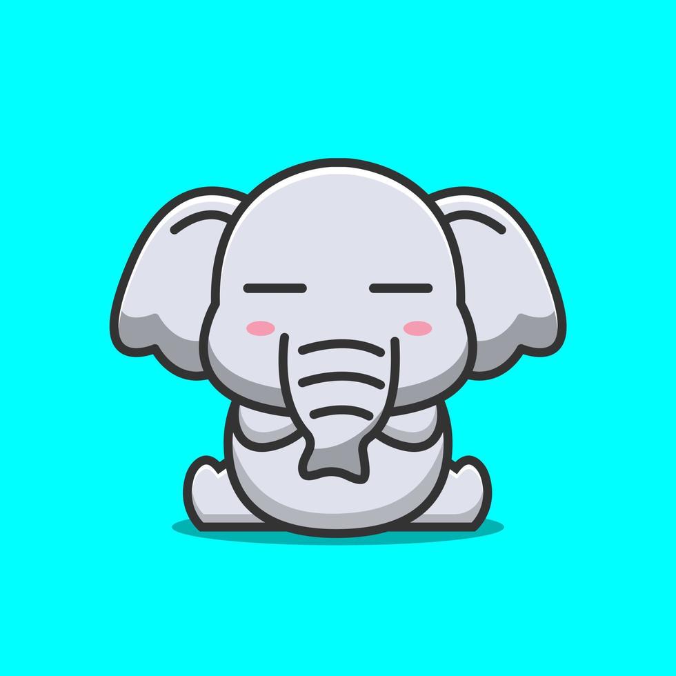 éléphant mignon avec une expression paresseuse et une émoticône vecteur