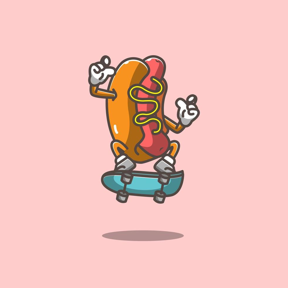 illustration de hot-dog de planche à roulettes vecteur