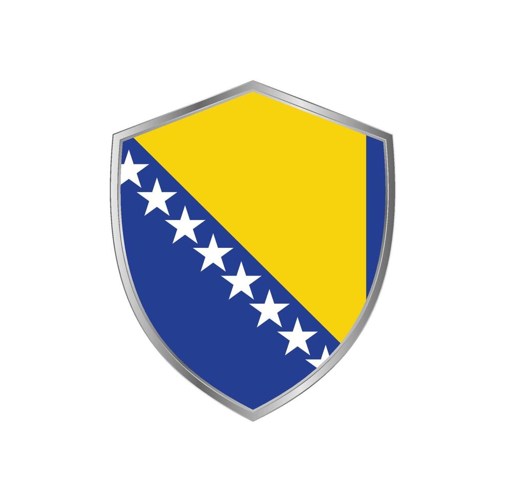 drapeau de la bosnie avec cadre en argent vecteur