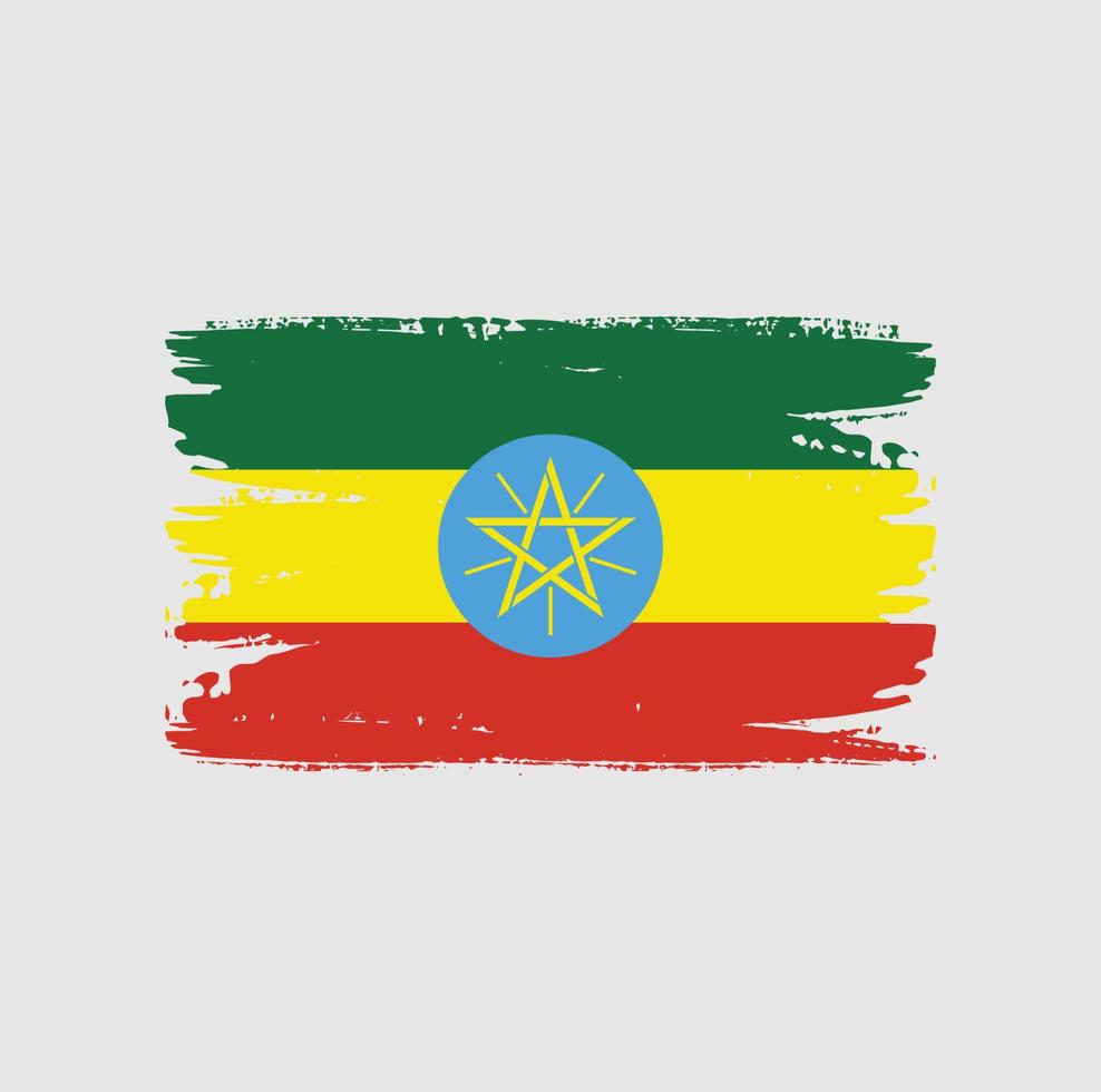 drapeau de l'ethiopie avec style pinceau vecteur