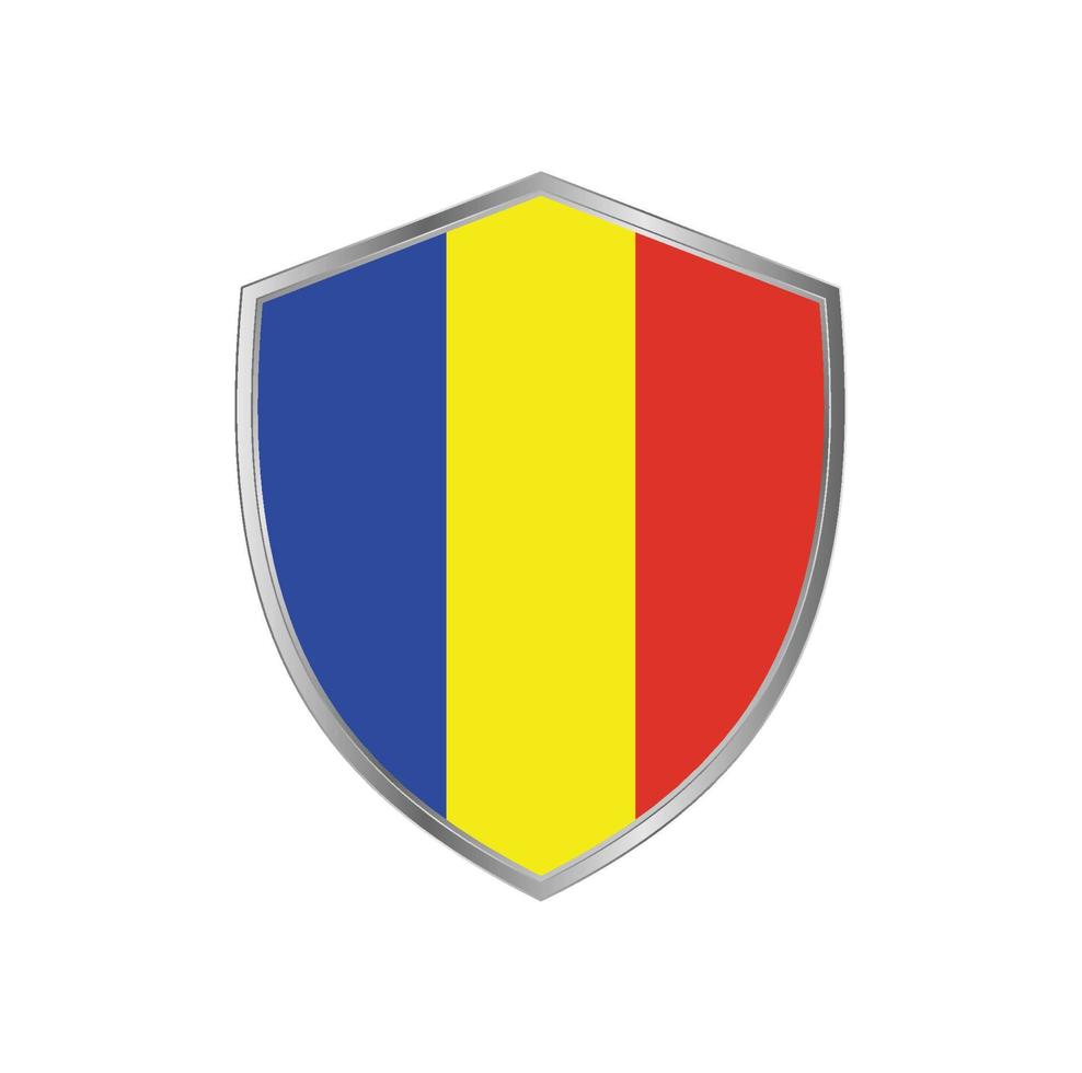 drapeau de la roumanie ou du tchad avec cadre en argent vecteur