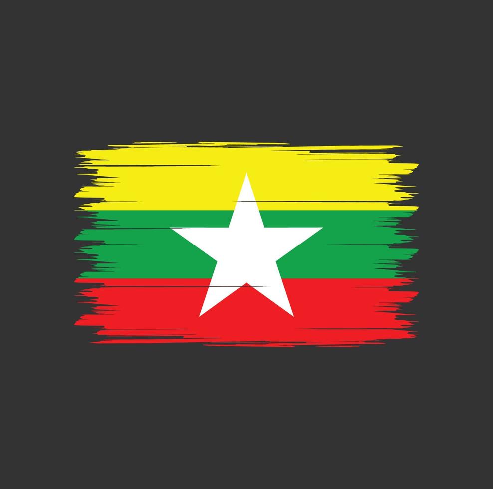 vecteur de drapeau du myanmar avec style de pinceau aquarelle