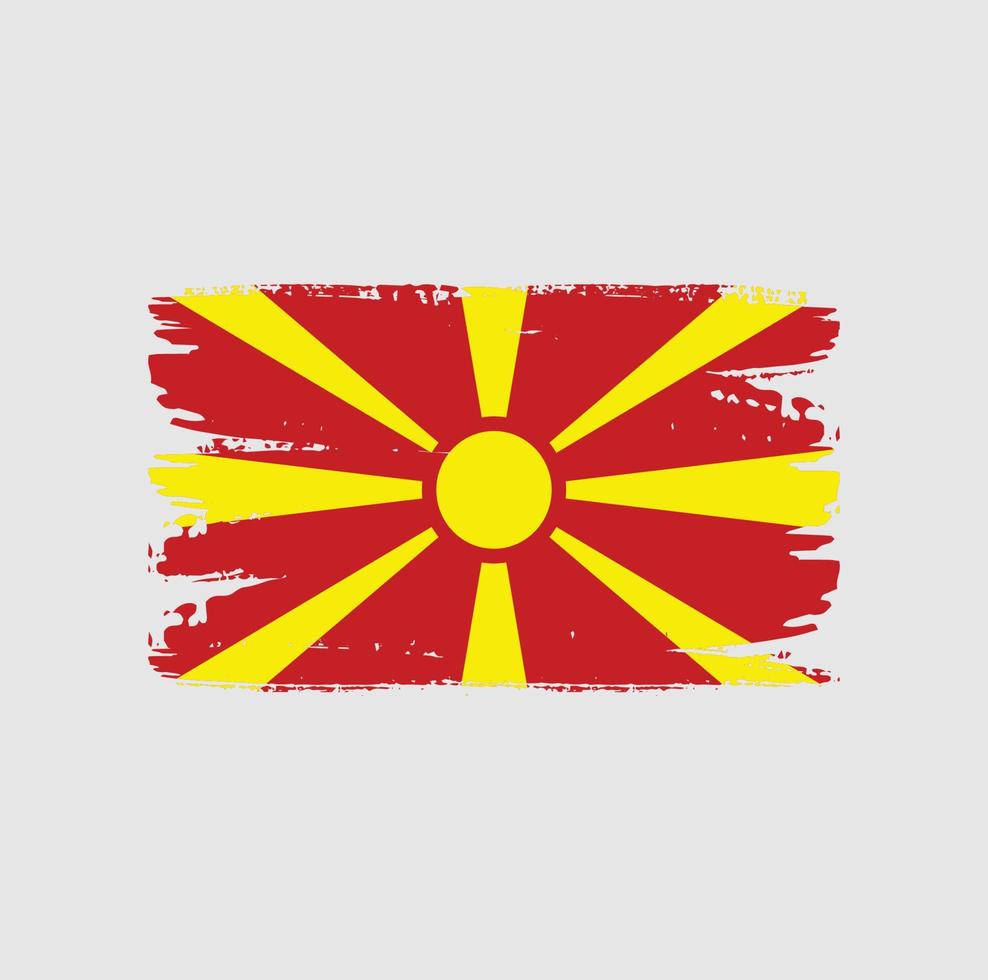 drapeau de la Macédoine du Nord avec style pinceau vecteur