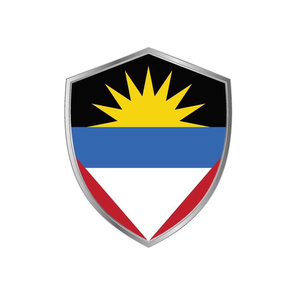 Drapeau d'Antigua-et-Barbuda avec cadre en argent vecteur