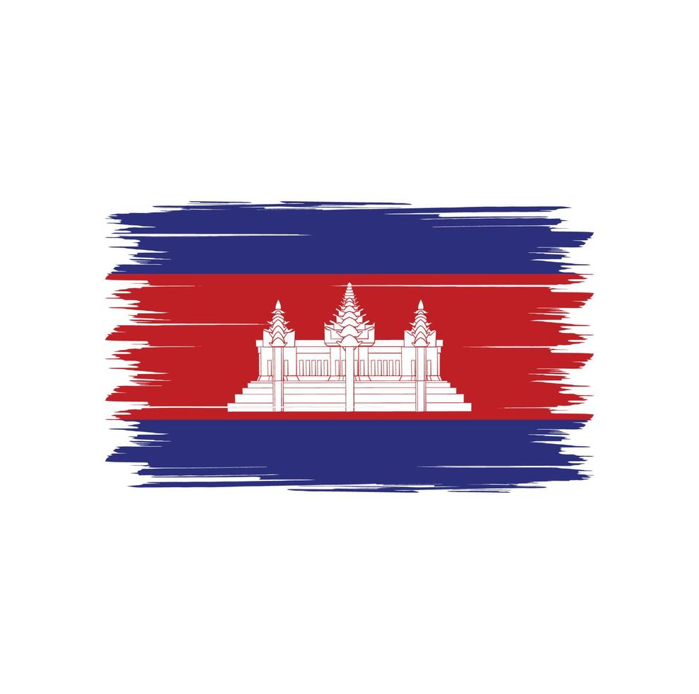 vecteur de drapeau du cambodge avec style pinceau aquarelle