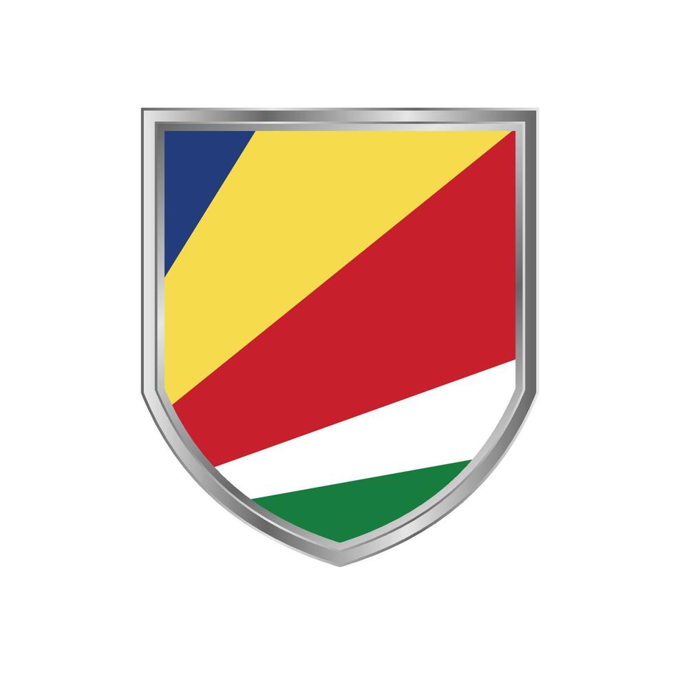 drapeau des seychelles avec cadre de bouclier métallique vecteur
