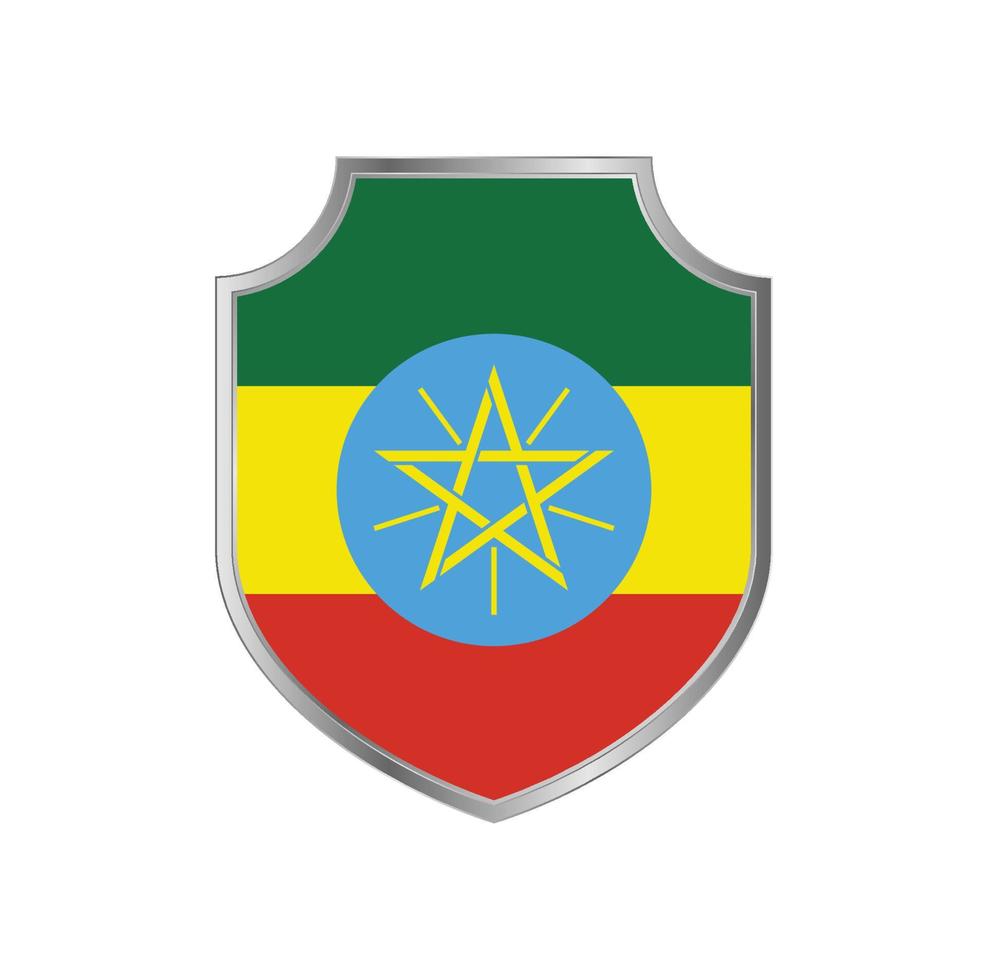 drapeau de l'ethiopie avec cadre en métal vecteur