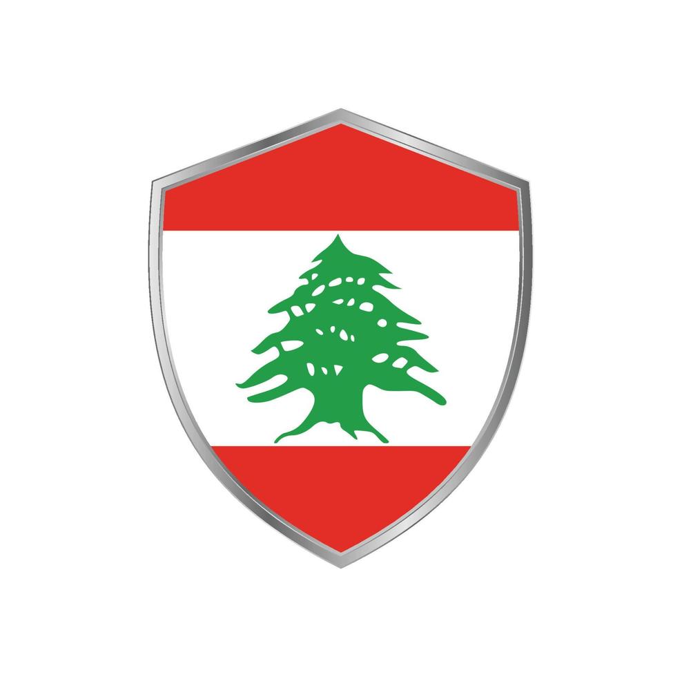 drapeau du liban avec cadre en argent vecteur