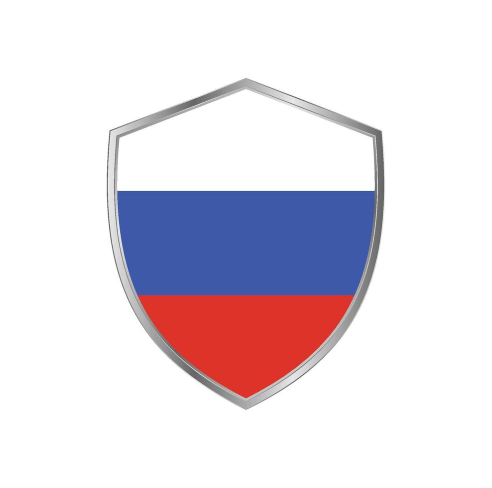 drapeau de la russie avec cadre en argent vecteur