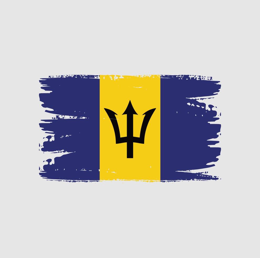drapeau de la barbade avec style pinceau vecteur