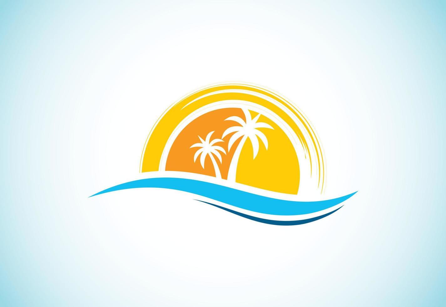 création de logo de plage tropicale unique et moderne simple vecteur