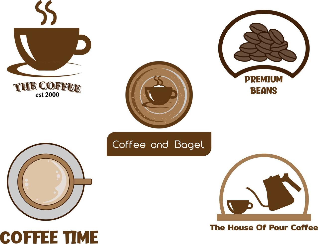 café et bagel été verser le vecteur de conception de modèle de logo de café