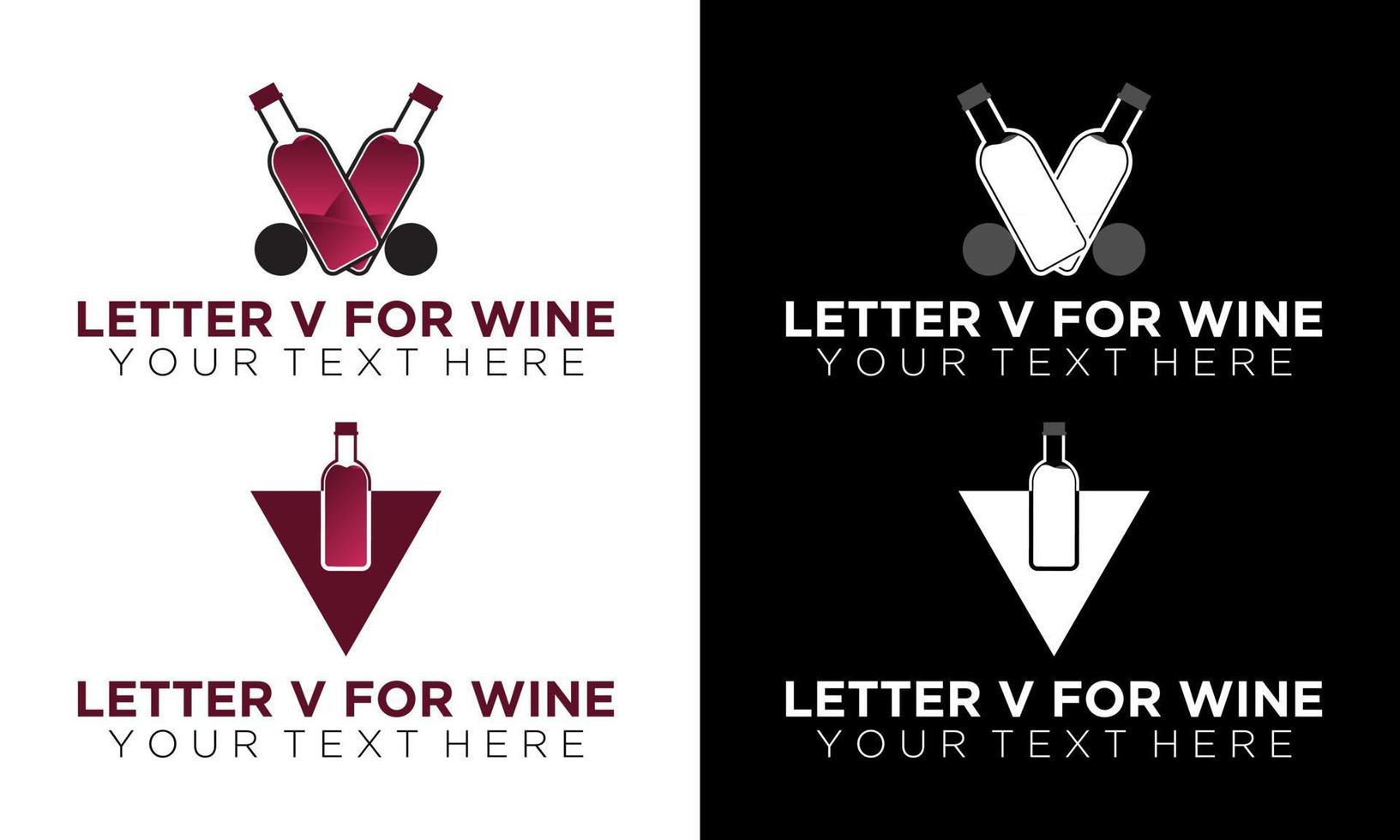 bouteille de vin violet v lettre symbole logo modèle vecteur