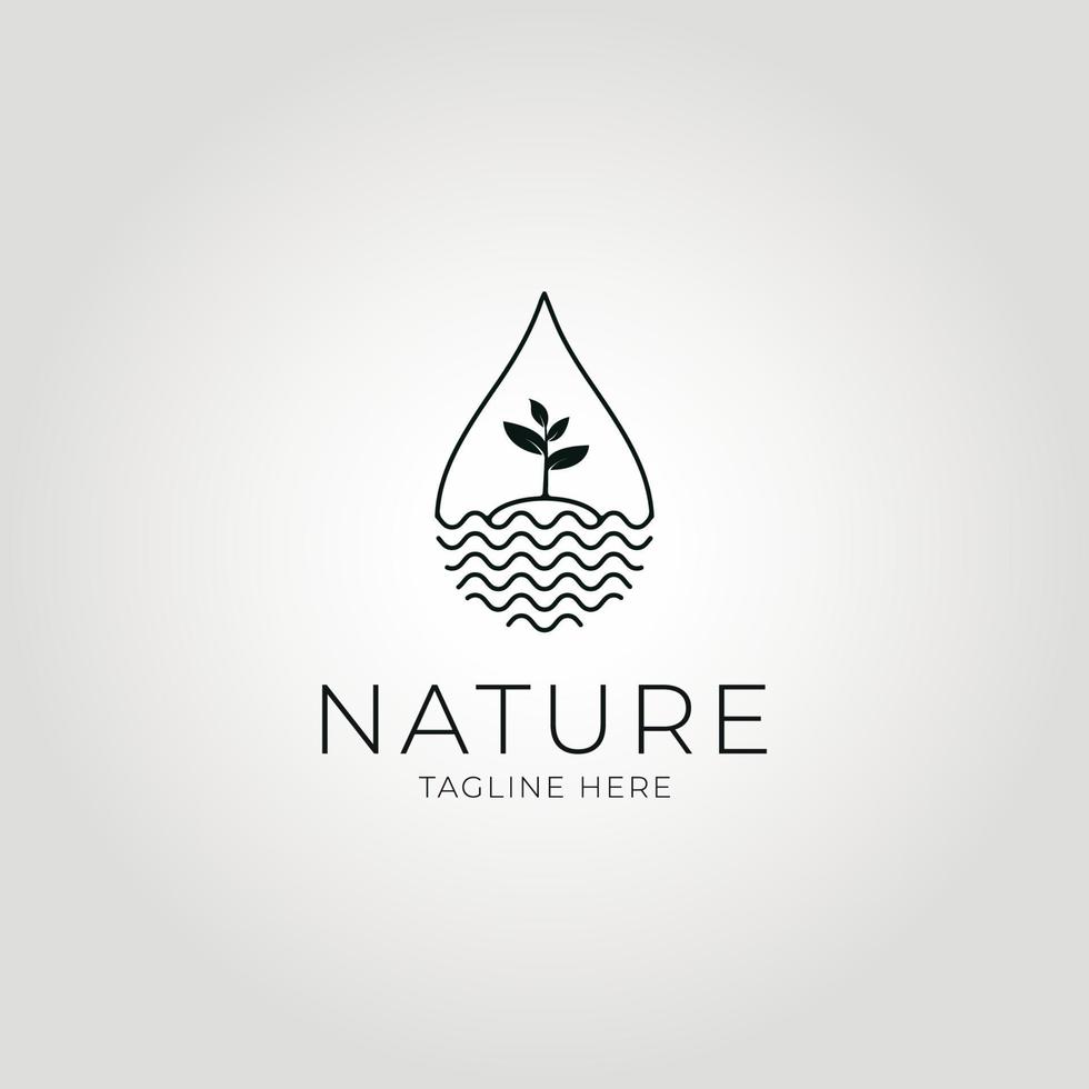goutte d'eau avec la création de logo vectoriel arbre icône. signe de technologie de la nature.