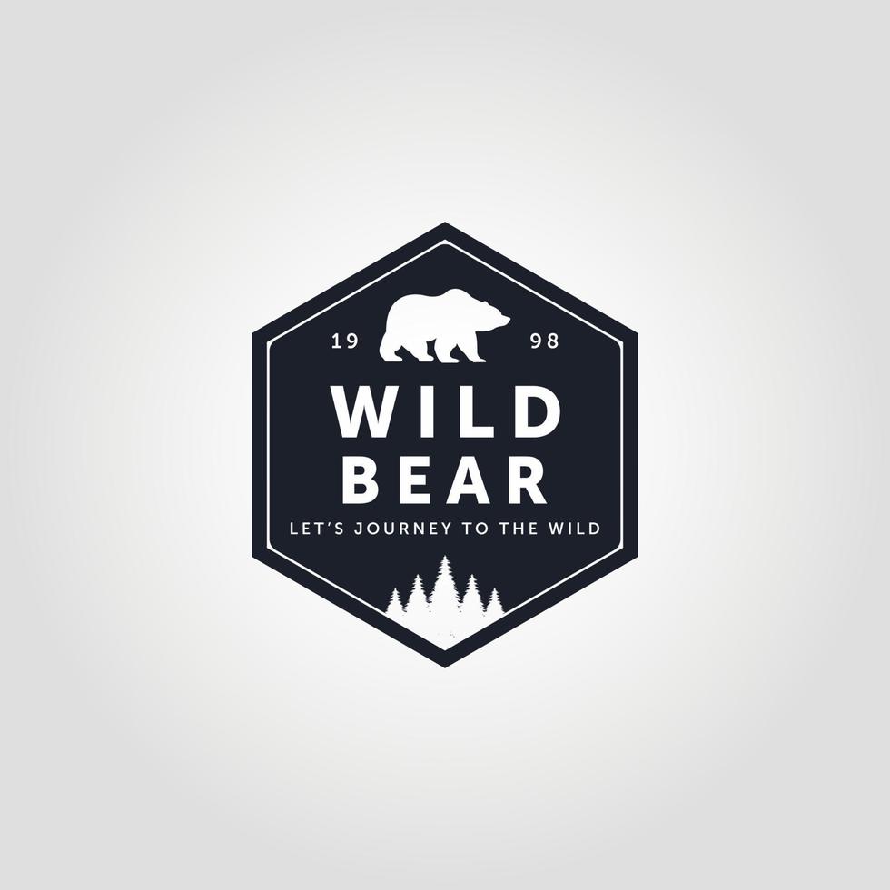 conception de logo d'insigne d'emblème d'ours vecteur