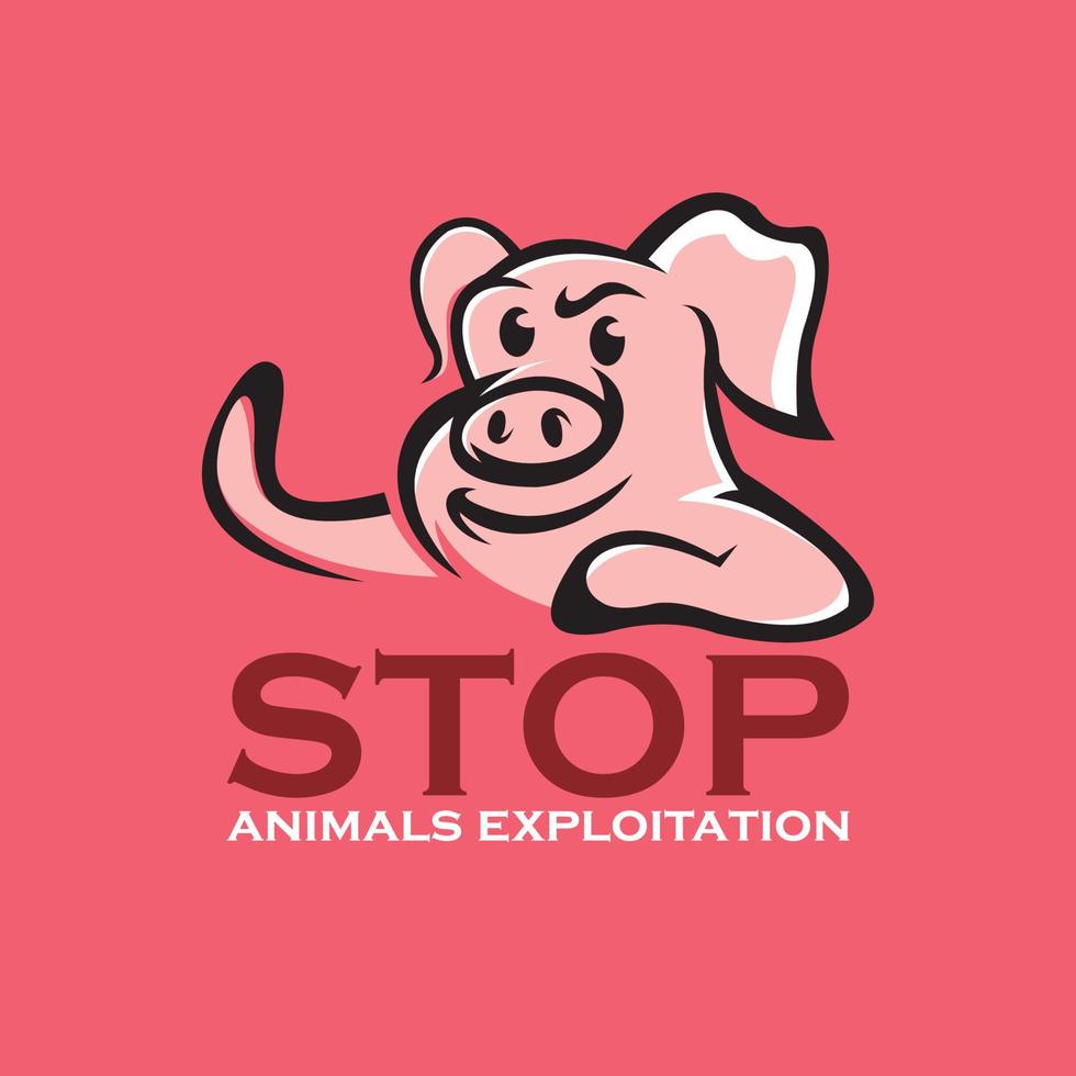 arrêter l'exploitation des animaux, illustrations vectorielles d'affiches de cochon mignon et drôle vecteur