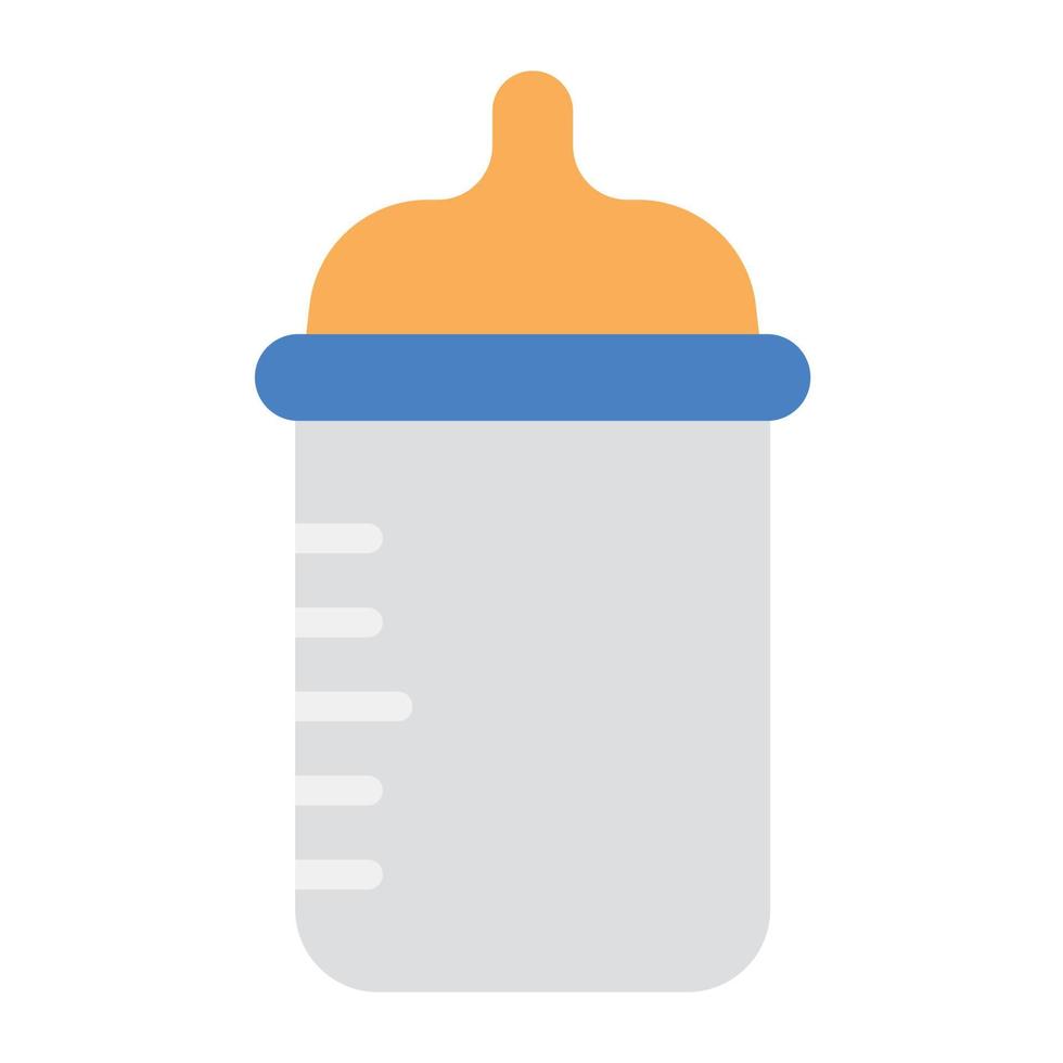 icône plate de mangeoire pour bébé, bouteille de lait vecteur