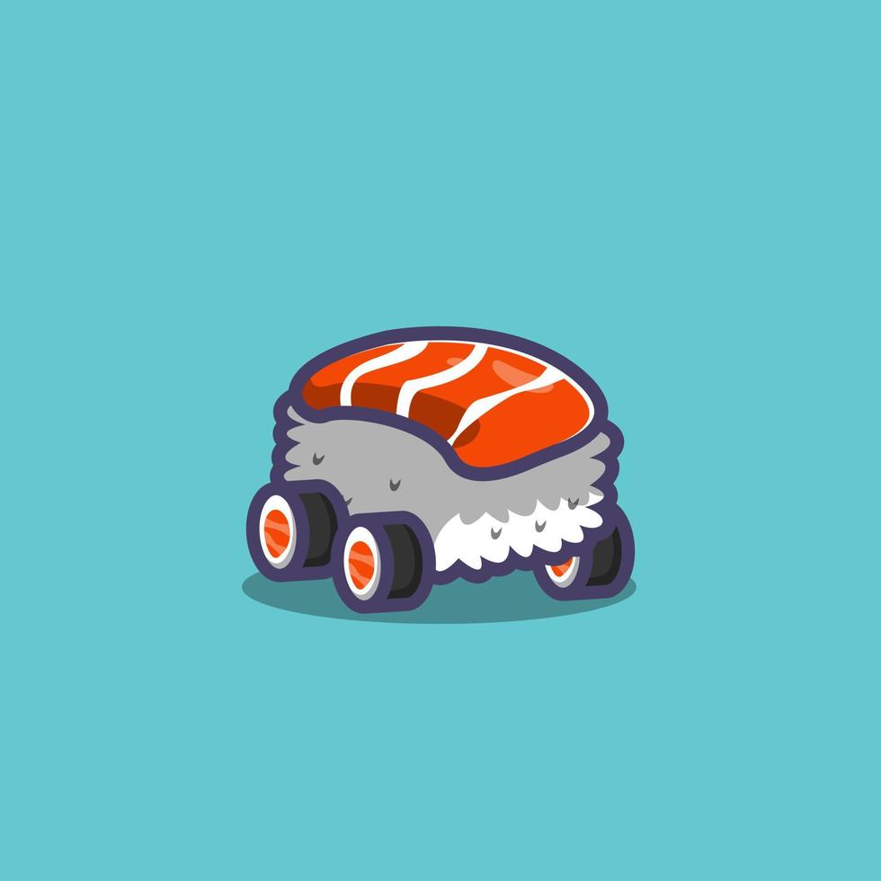 concept de voiture de rallye sushi cuisine japonaise vecteur