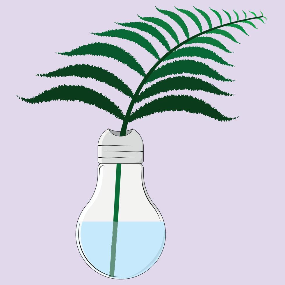 branche de fougère verte dans un vase en forme de lampe vecteur