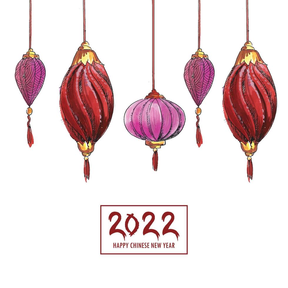 fond de carte de voeux décoratif du nouvel an chinois 2022 vecteur