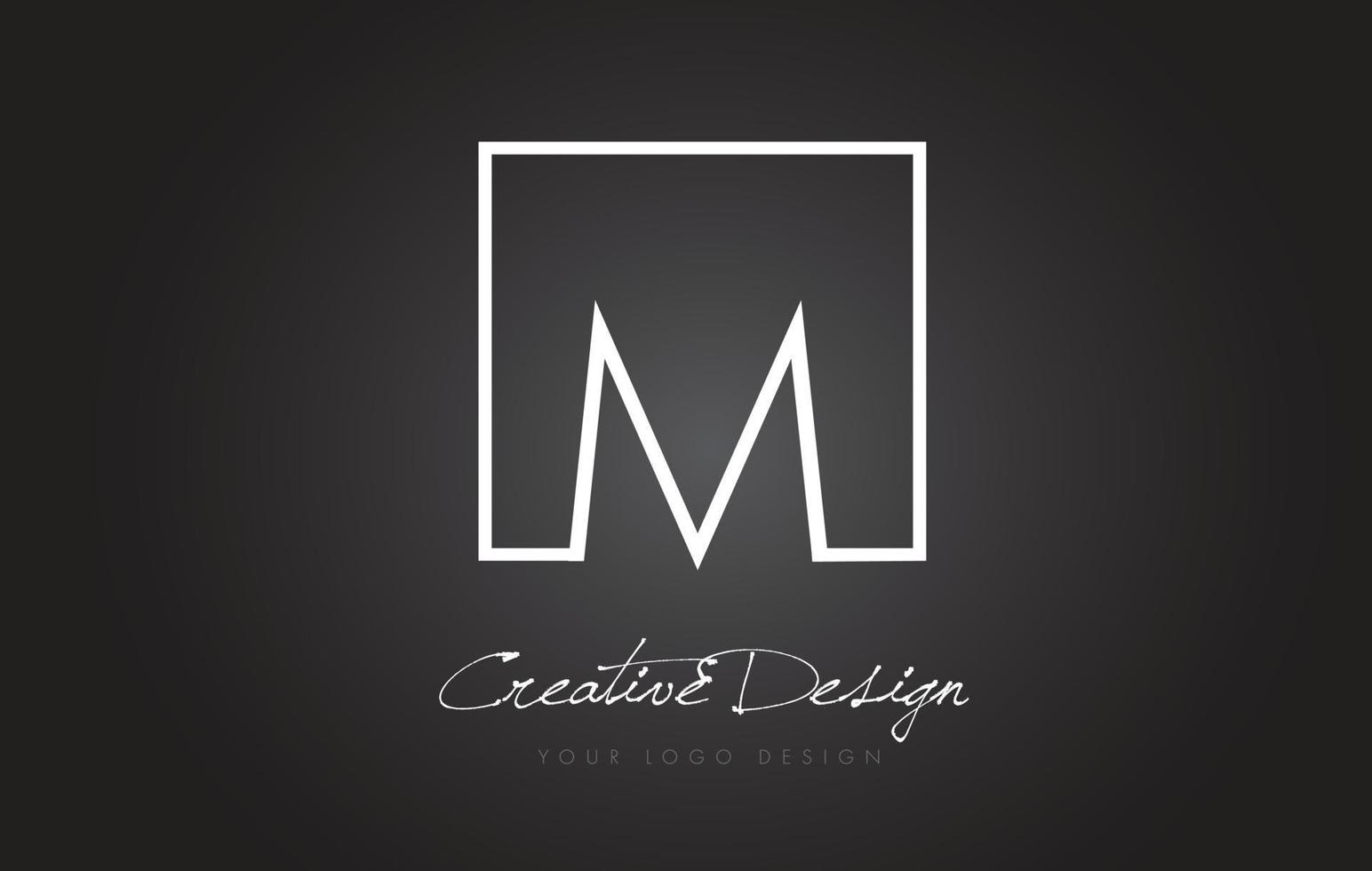 création de logo de lettre de cadre carré m avec des couleurs noir et blanc. vecteur