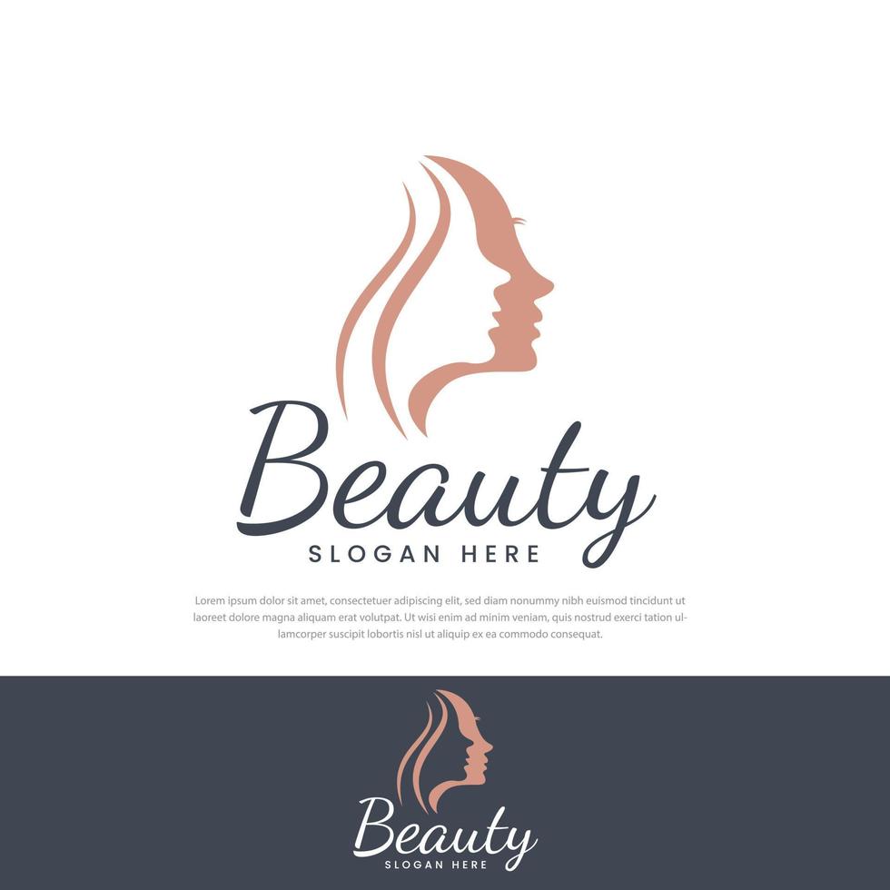 Illustration vectorielle de l'icône de silhouette de femme, logo de visage de femme belle ombre vecteur