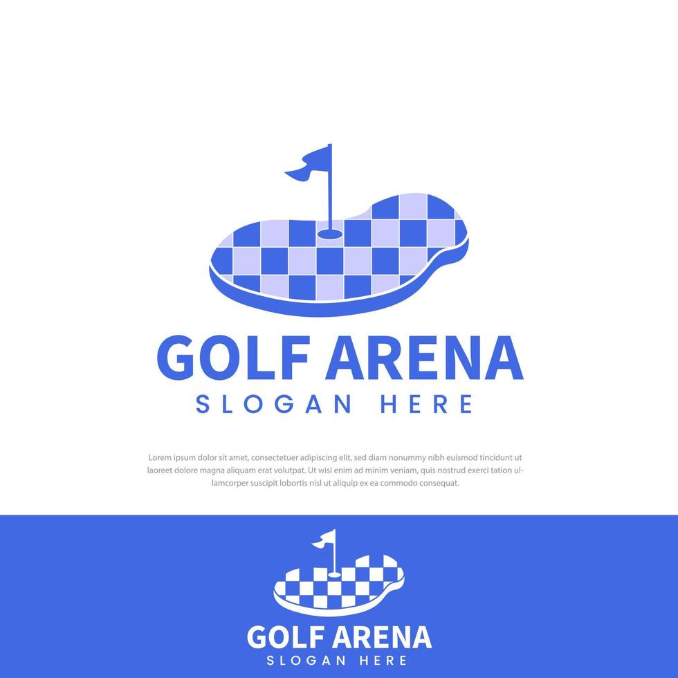 logo de l'arène de golf, symbole, carte à carreaux, icône, modèle vecteur