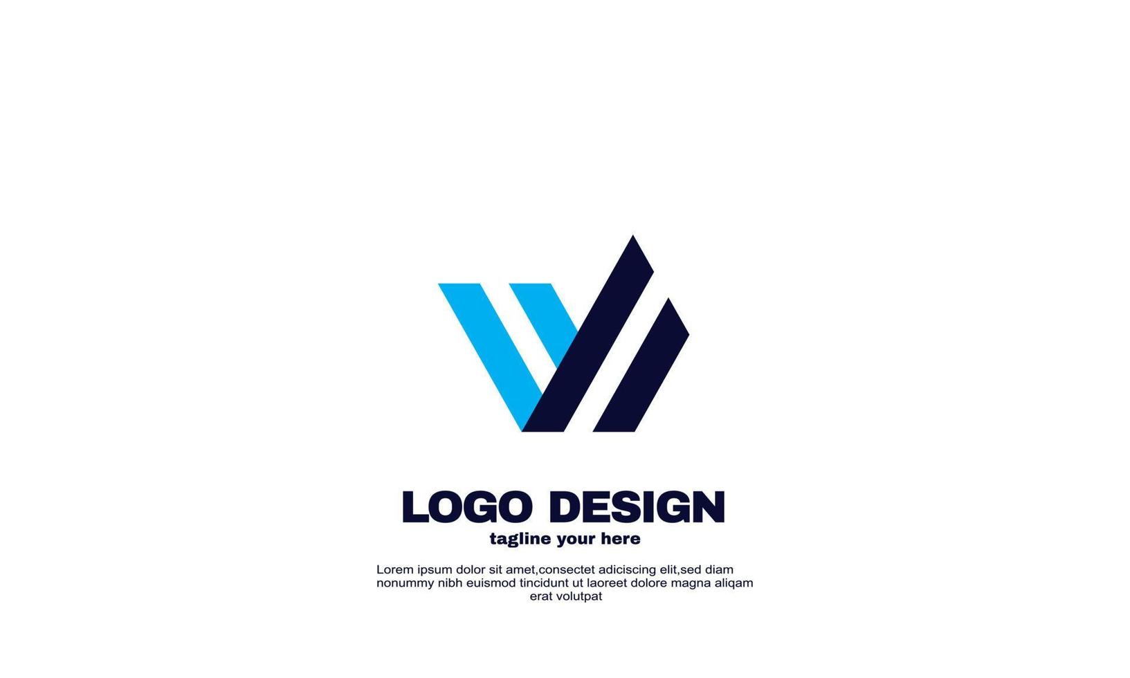 génial idée créative meilleur modèle de conception de logo d'entreprise coloré élégant couleur bleu marine vecteur