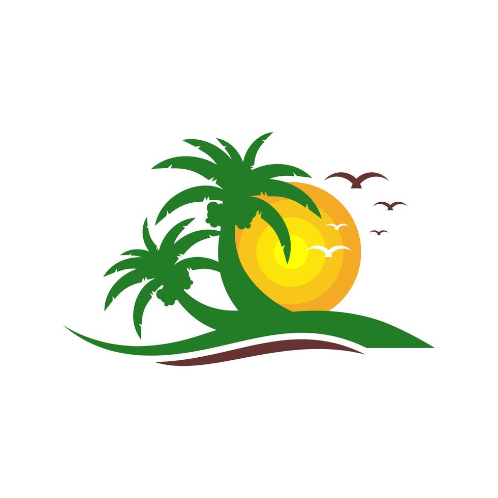 création de logo de vacances à la plage vecteur